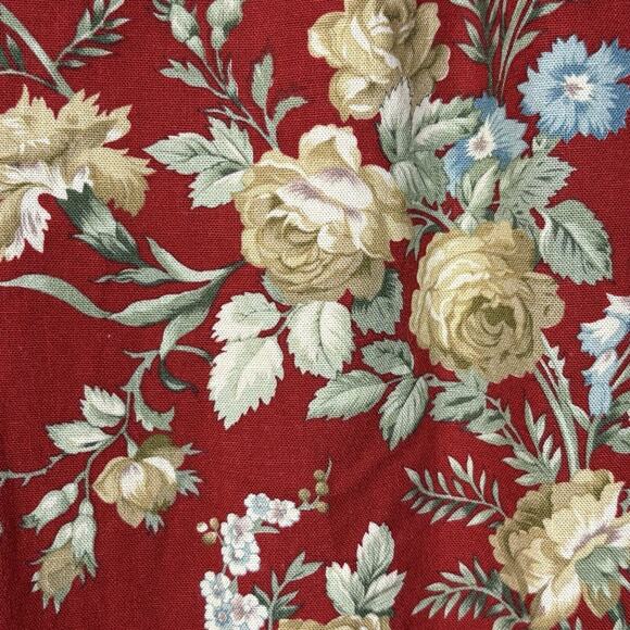 Vintage Cherry Red Skirt Floral Maxi Button Front Orvis Linen Blend NEW 12 USA - Picture 7 of 12